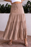 Smocked High Waist Tiered Maxi Skirt