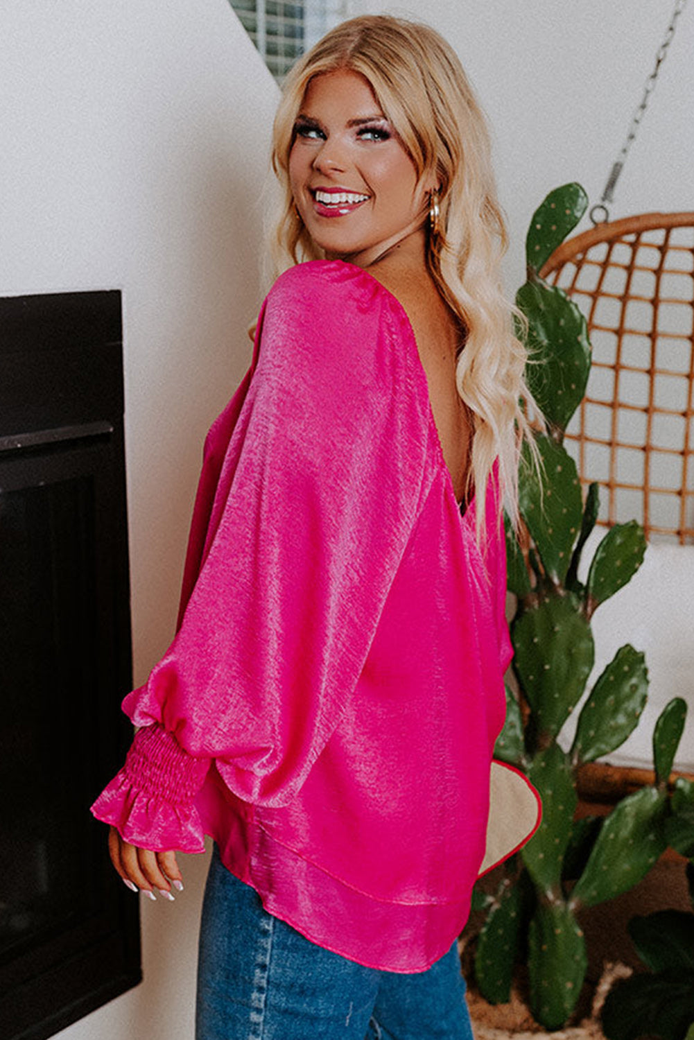 Square Neck Bishop Sleeves Shift Top