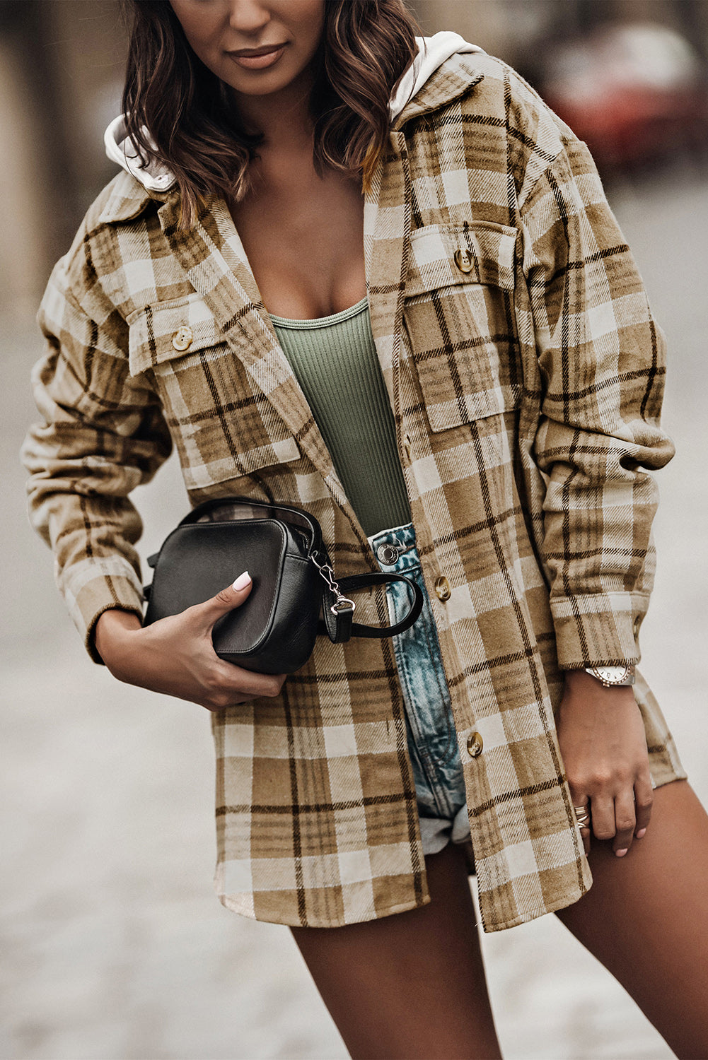 Plaid Shirt Hooded Coat