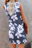 Floral Print V Neck Sleeveless Mini Dress
