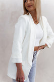White Shawl Neck Blazer with Pockets