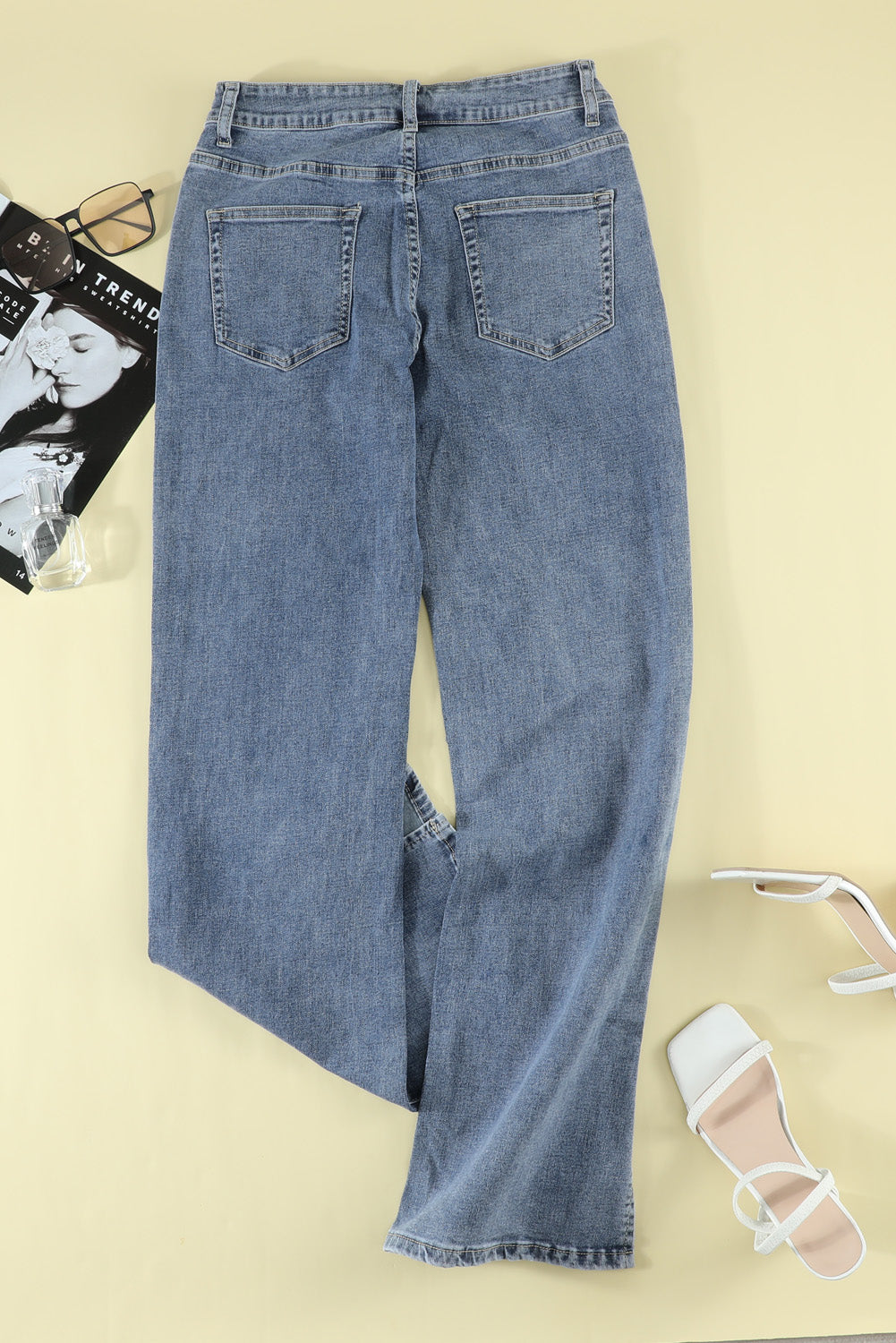 High Rise Slit Anklet Flare Jeans