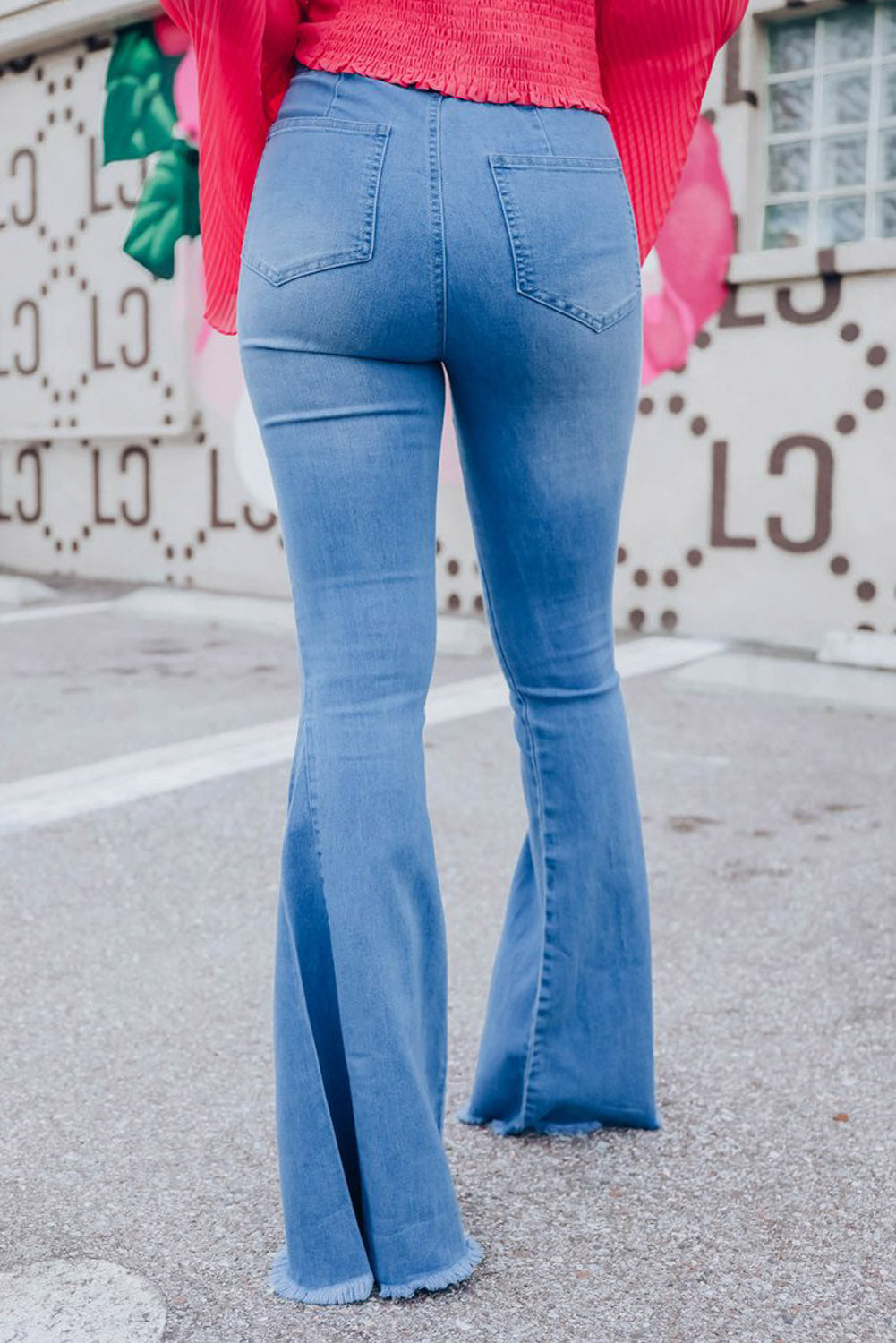 High Waist Flare Jeans with Back Pockets