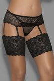 Black Lace Over The Top Garter Belt with Thong
