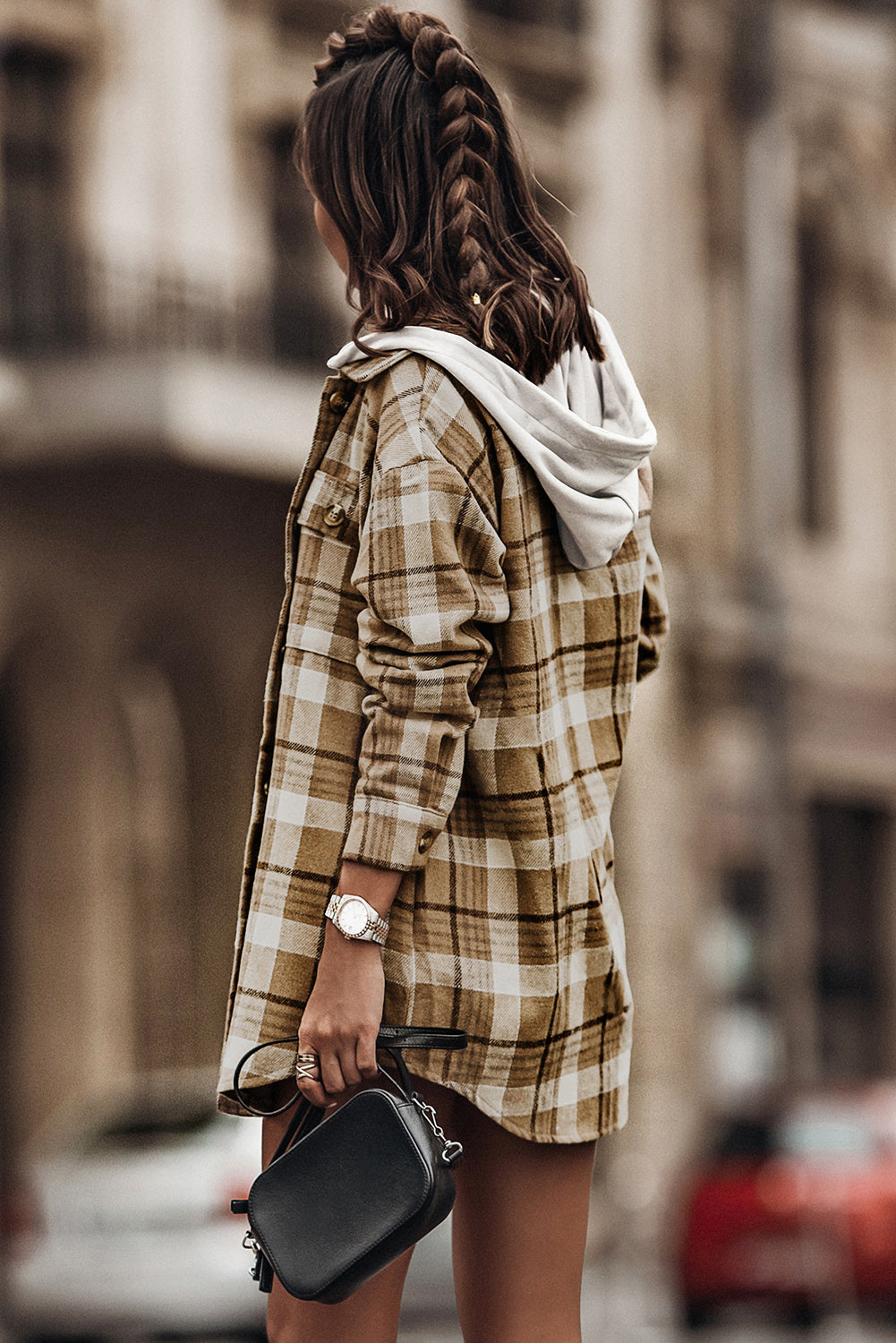 Plaid Shirt Hooded Coat
