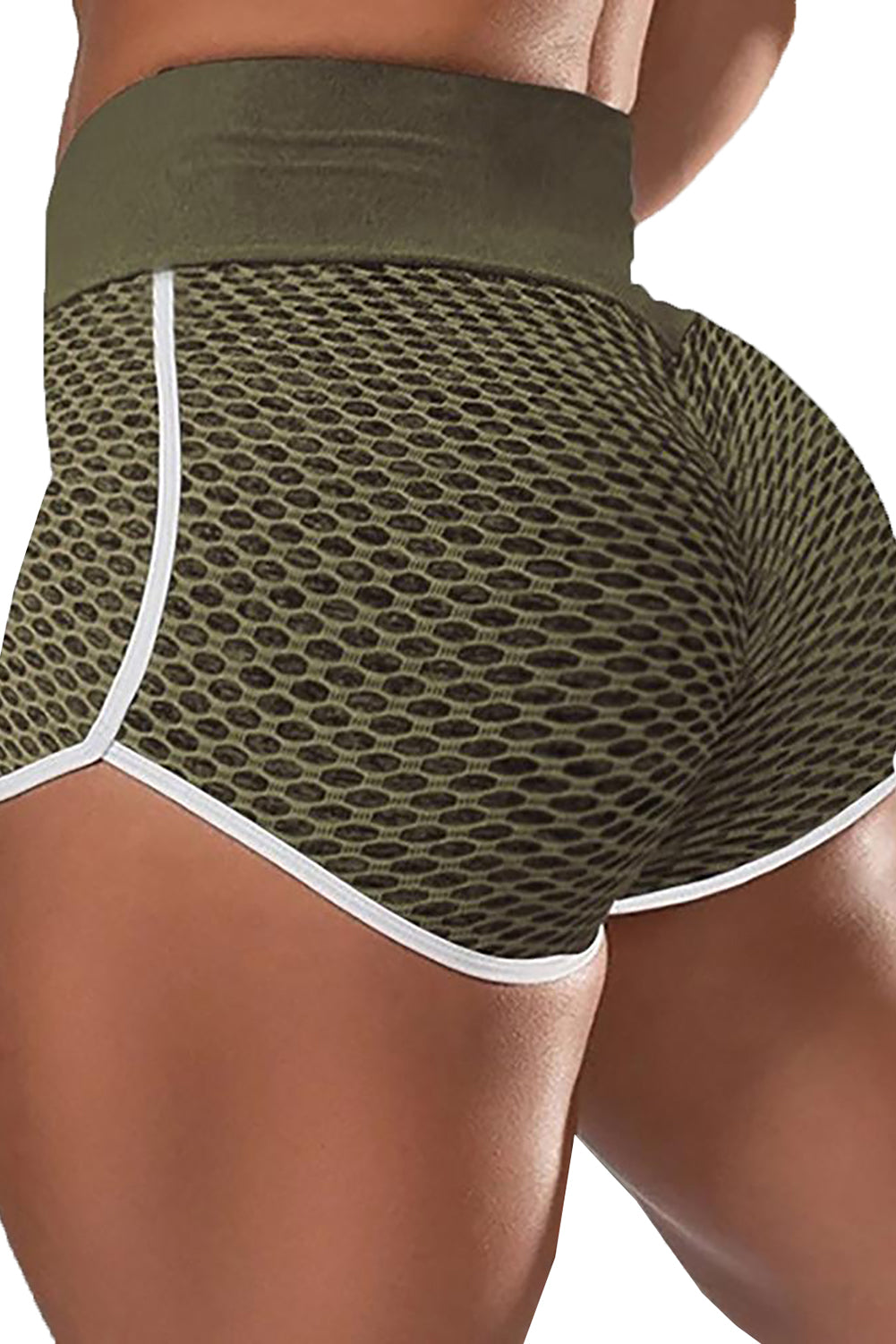 High Waist Honeycomb Contrast Stripes Butt Lifting Yoga Shorts