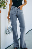 High Rise Slit Anklet Flare Jeans
