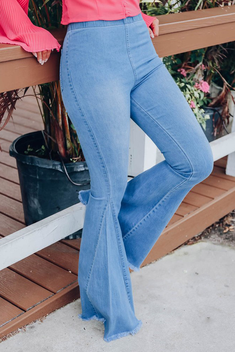 High Waist Flare Jeans with Back Pockets