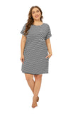 Plus Size Striped Pocket T-shirt Dress