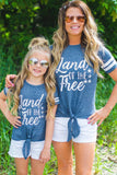 Family Matching Kid's Land of THE Free Striped Sleeve Knot Hem Tee