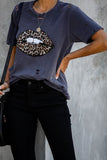 Lip Distressed Cotton Tee