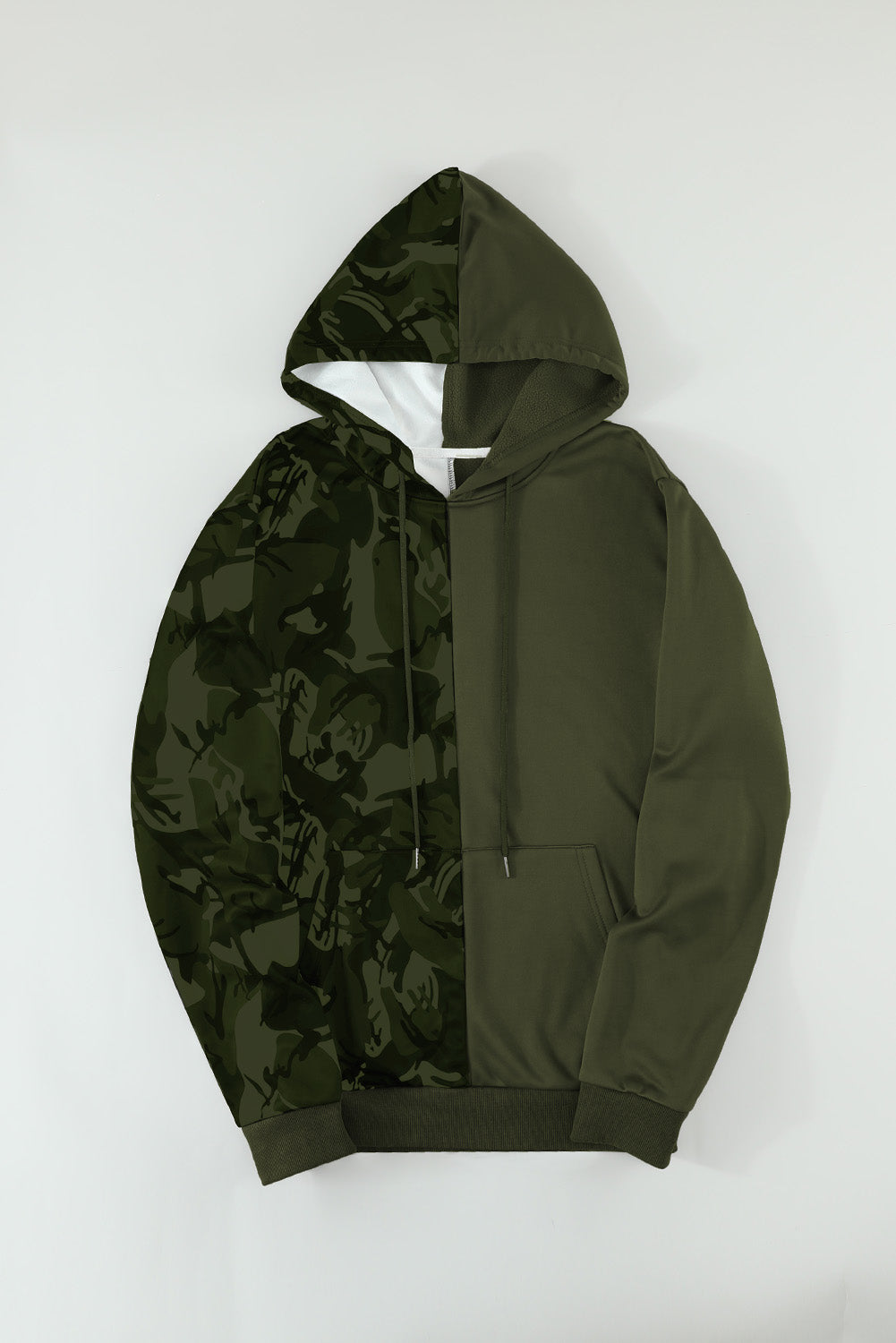 Camo Colorblock Men's Hoodie with Kangaroo Pocket