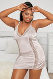 Lace Hollow Out Satin Babydoll