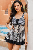 Tribal Geometric Print Babydoll Swimdress with Panty Set