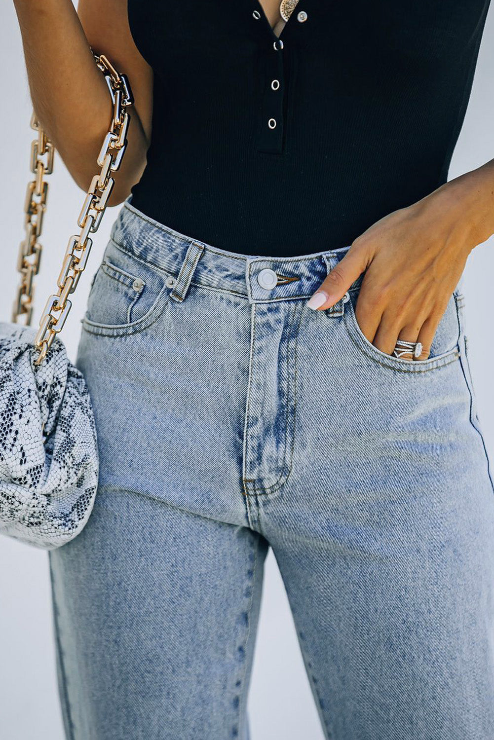 High Rise Slit Anklet Flare Jeans