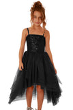 Sequin Bodice Tulle Hi-low Dress