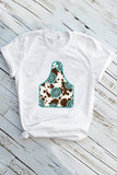 Solid Gray Turquoise Cow Ox Horn Tag Graphic Tee