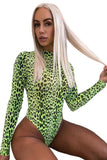 Mock Neck Long Sleeve Leopard Print Bodysuit