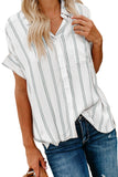 Striped Short Sleeve Buttoned Pocket Shirt