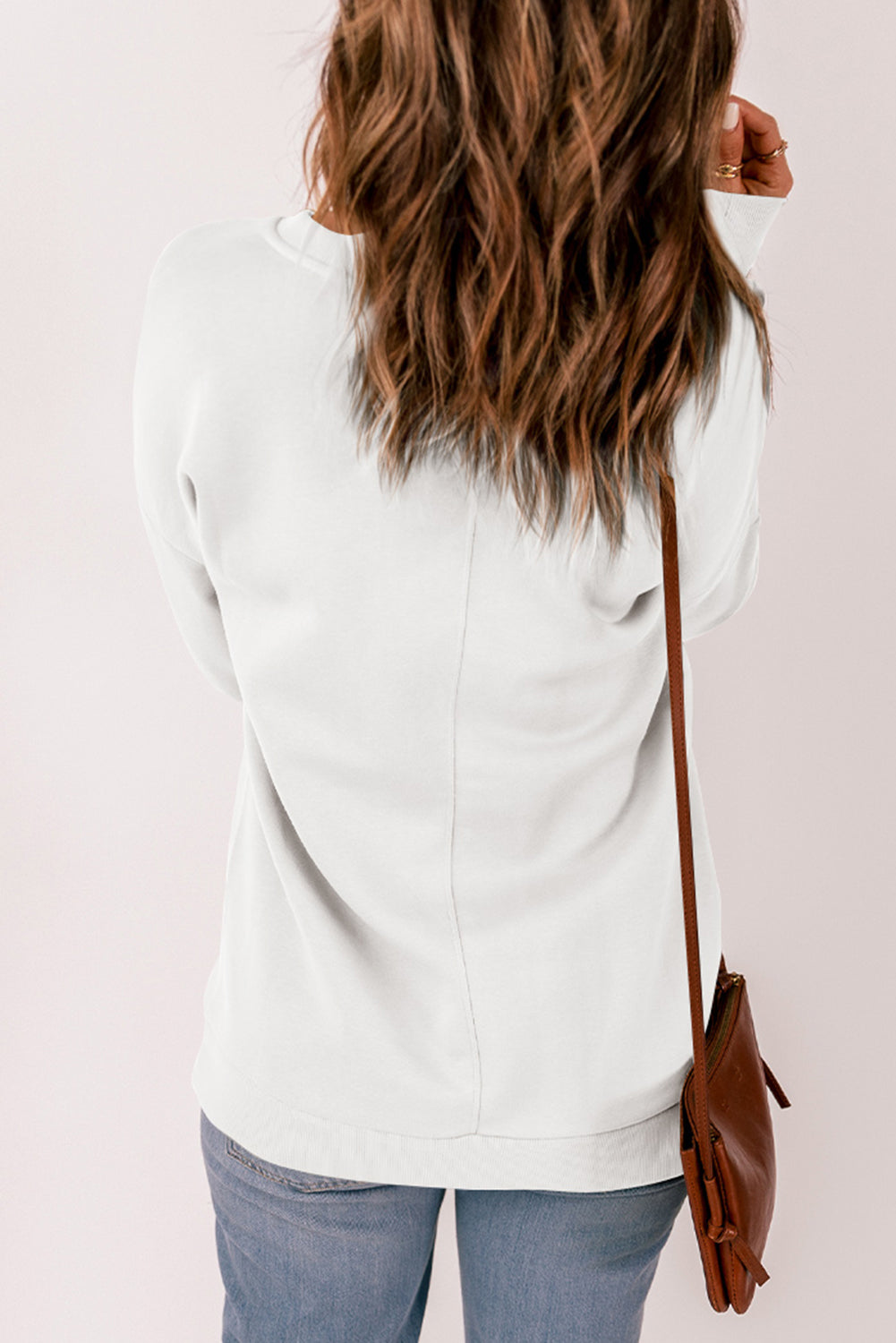 Ribbed V Neck Drop Shoulder Sweatshirt
