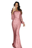 Sequin Fringe Sleeve Prom Maxi Dress