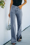 High Rise Slit Anklet Flare Jeans