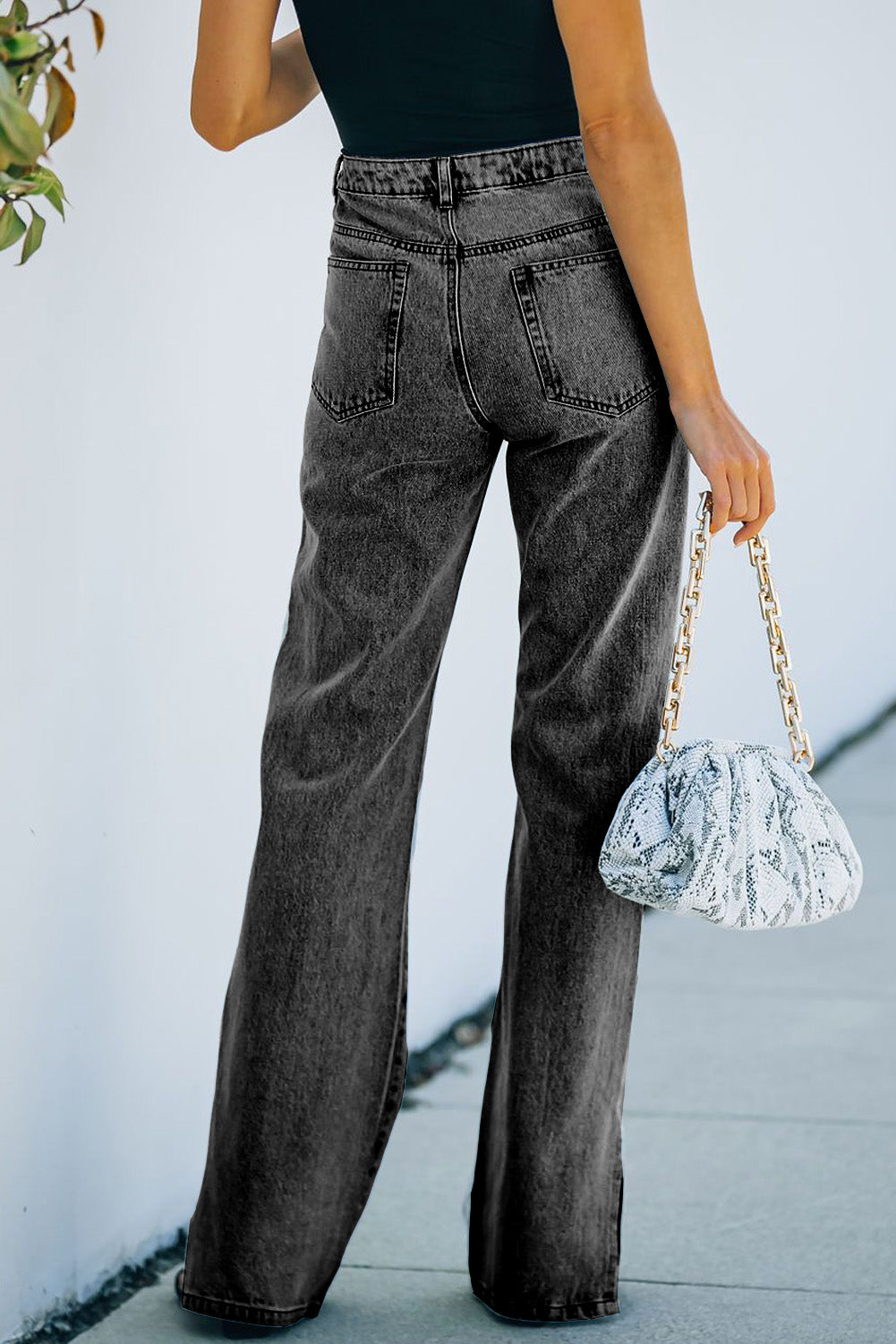 High Rise Slit Anklet Flare Jeans