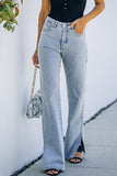 High Rise Slit Anklet Flare Jeans