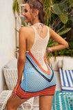 Sleeveless Colorblock Crochet Beach Dress