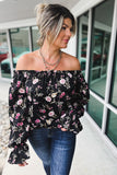 Floral Off Shoulder Plus Size Top