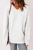 Ribbed V Neck Drop Shoulder Sweatshirt