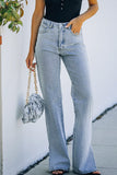 High Rise Slit Anklet Flare Jeans