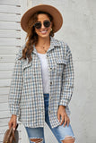 Khaki Plaid Print Button Knitted Coat with Pocket