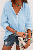 Button V Neck Single-Breasted Blouse