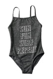 SUN FUN SURF REPEAT Girls One-piece Swimsuit