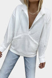 Ribbed Texture Buttoned Drawstring Sweatshirt