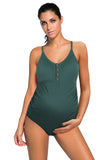 Ribbed Snap Front One-piece Maternity Swimsuit