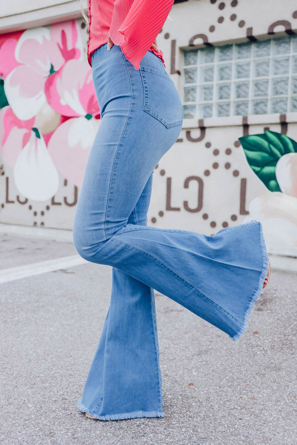 High Waist Flare Jeans with Back Pockets