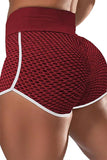 High Waist Honeycomb Contrast Stripes Butt Lifting Yoga Shorts