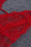 Crochet Lace Bowknot Dot Mesh Slit Babydoll