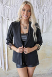 Black Leopard Lined Blazer