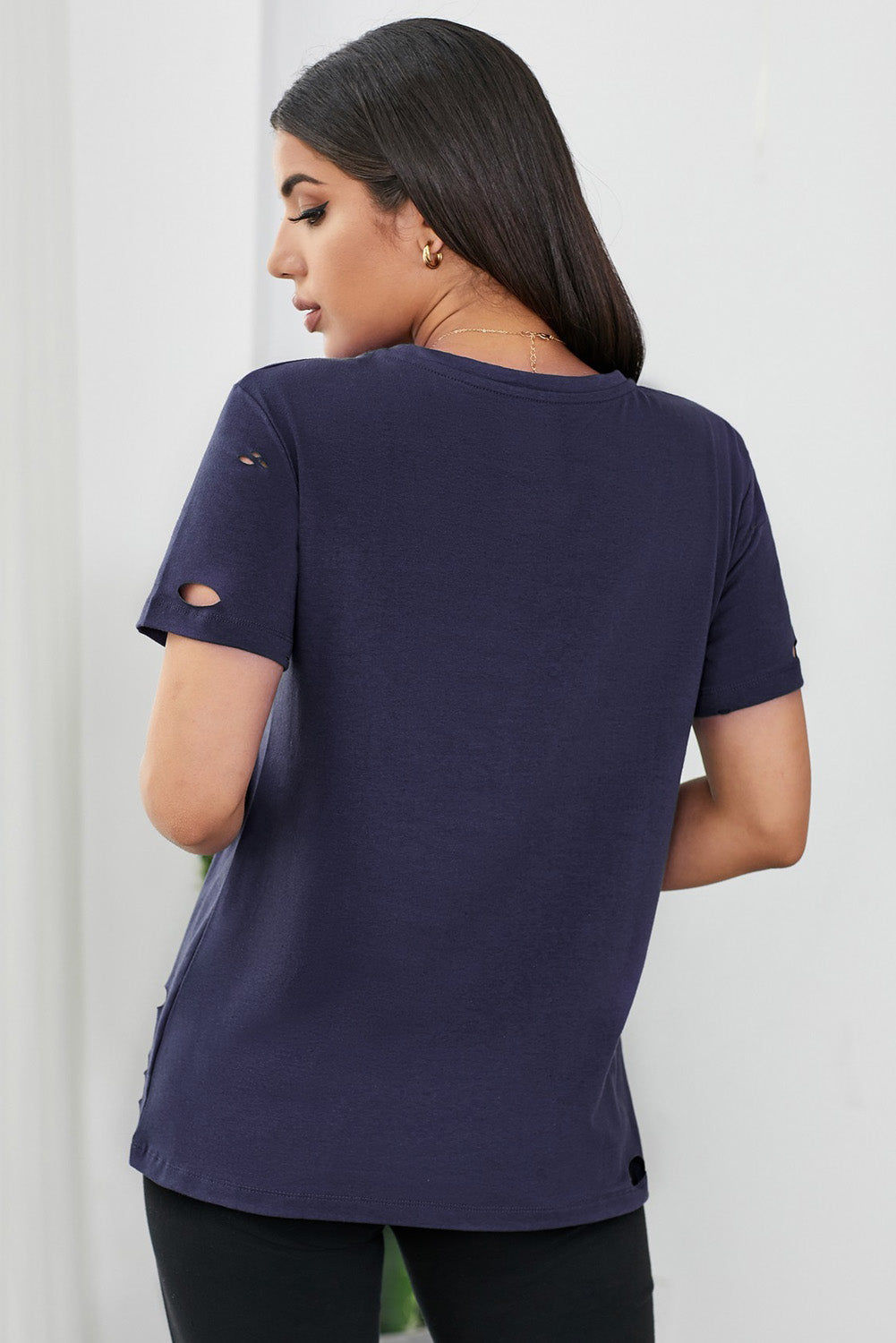 Lip Distressed Cotton Tee