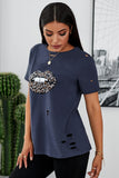 Lip Distressed Cotton Tee