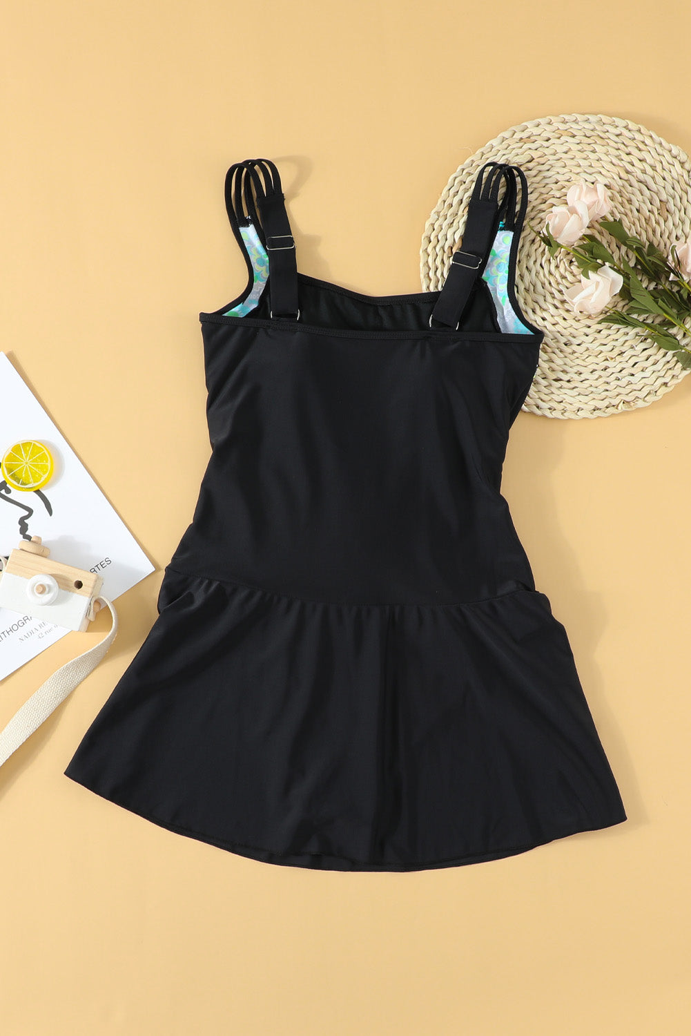 Floral Print Accent One-piece Swimdress