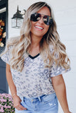Contrast Trim Animal Print T-shirt