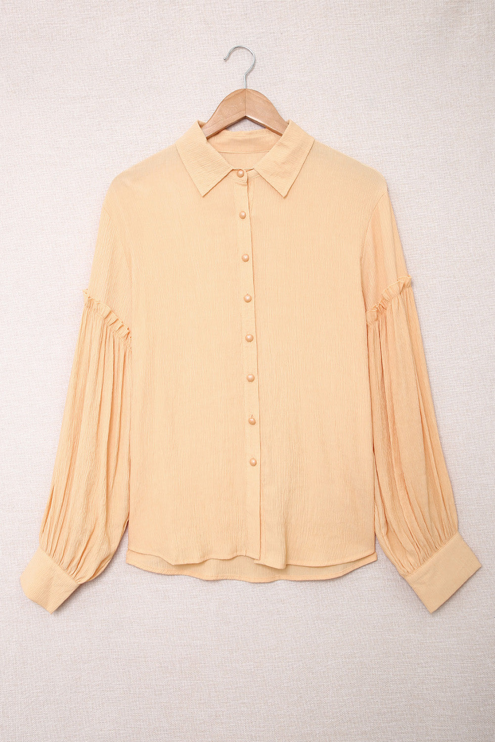 Ruffled Patchwork Bubble Sleeve Loose Shirt