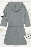 Pocket Lace Up Drawstring Hooded Mini Dress