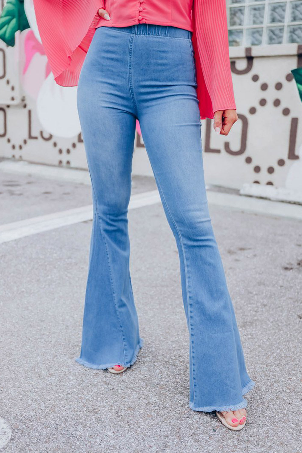 High Waist Flare Jeans with Back Pockets