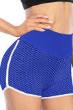 High Waist Honeycomb Contrast Stripes Butt Lifting Yoga Shorts