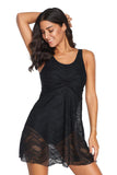 Ruched Lace Patterned Swimdress